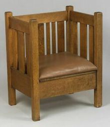 Arts and Crafts Oak Cube Chair
